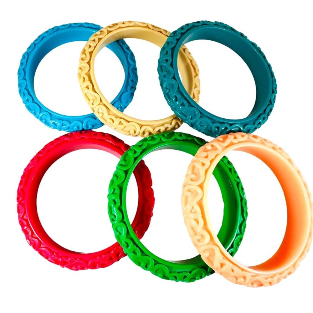 Thin scroll Fakelite bangle bracelets to mix and match NEW